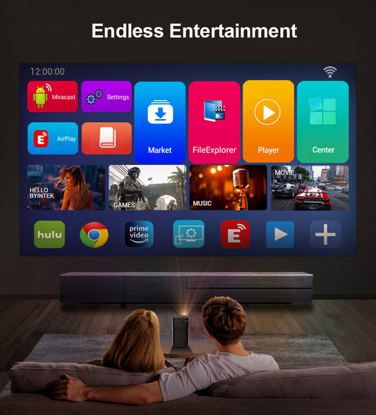 Vidéoprojecteur DLP Android P70 – portable, 300 ANSI, auto focus laser, 3h de batterie