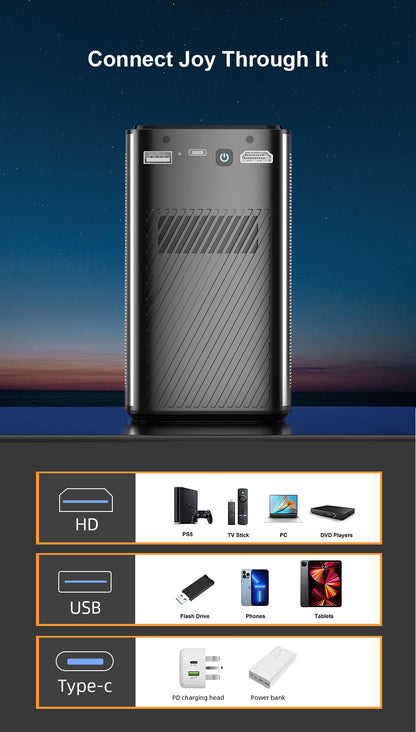 P70 Android DLP Projector – Portable, 300 ANSI, Laser Auto Focus, 3 Hour Battery Life
