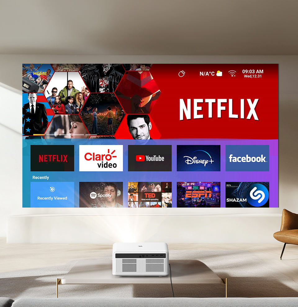 Vidéoprojecteur LCD Android LOVE U14 – Full HD, 1250 ANSI, auto focus, 450 pouces projexia