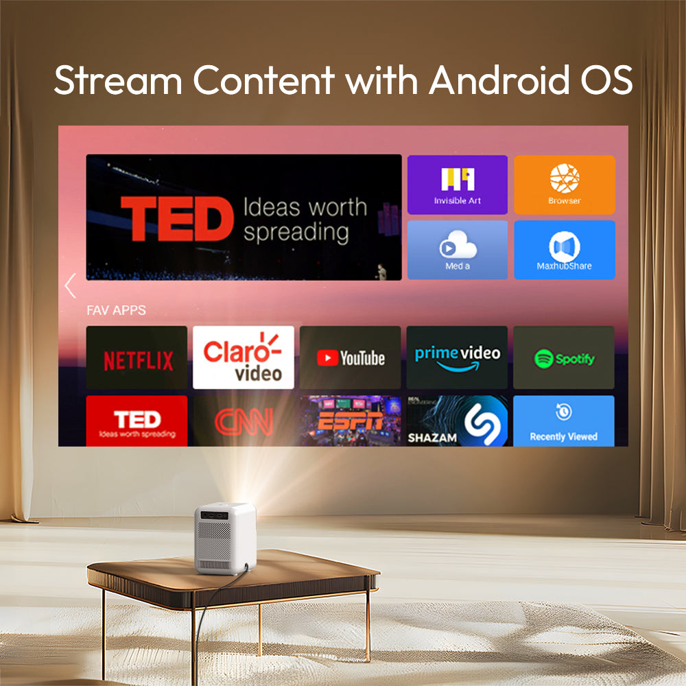 Vidéoprojecteur LCD Android U4 – HD 720p, 260 ANSI, compact, Wi-Fi 5G BYINTEK  Vidéoprojecteur LCD